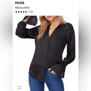 PAIGE Abriana Flared Cuff Shirt in Black XL